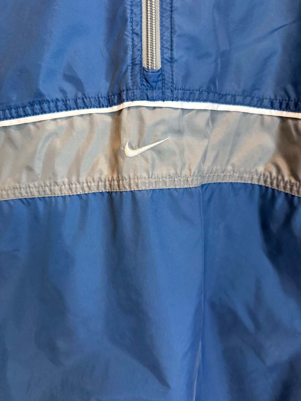Vintage Nike 90s Quarter Zip Blue and Grey Windbreaker Pullover Jacket - Picture 2 of 5